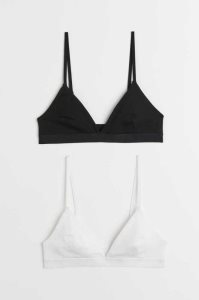 H&M 2-pack Gerippt Bra Tops Unterwäsche Damen Hellrosa Weiß | 3710-WLOBG