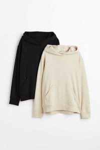 H&M 2-pack Hoodies Oberteile Damen Schwarz Hellbeige | 1930-VNGFH