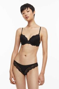 H&M 2-pack Spitze Brazilian Briefs Unterwäsche Damen Schwarz Leopard | 4601-AQTEB