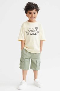 H&M 2-piece Baumwoll Einteiler Kinder Khaki Grün Beige Weiß | 2490-XDKOL