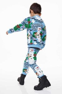 H&M 2-piece Patterned Sweatshirt Einteiler Kinder Hellblau | 3067-FHSNG