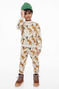 H&M 2-piece Patterned Sweatshirt Einteiler Kinder Hellbeige | 9573-SUWXM