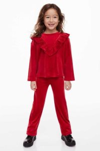 H&M 2-piece Velour Einteiler Kinder Rot | 9061-LZGHP