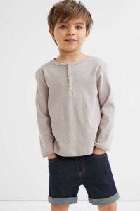 H&M 3-pack Baumwoll Henley Hemd Kinder Dunkelbraun Hellgrau | 9381-BUSYT