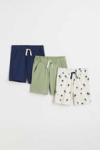 H&M 3-pack Baumwoll Jersey Kurze Hose Kinder Beige Weiß Navy Blau | 3086-QOSIT