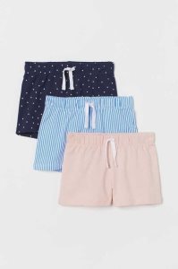 H&M 3-pack Baumwoll Kurze Hose Kinder Hellrosa Grau | 6459-MLXJT