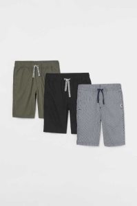 H&M 3-pack Baumwoll Kurze Hose Kinder Hellgrau | 8745-AEUBP