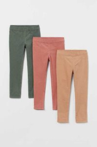 H&M 3-pack Corduroy Leggings Kinder Helllila Dunkelrot | 5012-GCJHD