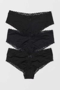 H&M 3-pack Hipster Briefs Unterwäsche Damen Schwarz Weiß Rosa | 4289-MLNGE