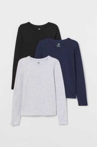 H&M 3-pack Jersey Oberteile Kinder Dunkeltürkis Hellrosa | 2134-AUFRX