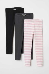 H&M 3-pack Leggings Jersey Kinder Schwarz | 1528-OTXIS