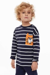 H&M 3-pack Long-sleeved Shirts Jersey Kinder Dunkelblau | 2931-KDRBU