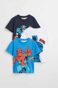 H&M 3-pack Printed Hemd Kinder Dunkelgrau | 1253-MVXFI