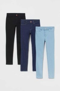 H&M 3-pack Schlank Fit Jeans Kinder Schwarz Dunkelblau | 8536-UZXQH