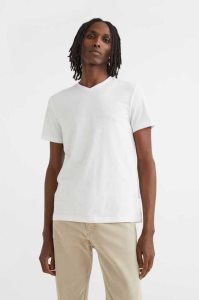 H&M 3-pack Slim Fit V-neck T-shirts Herren Weiß Türkis Blau | 0721-LWUJV