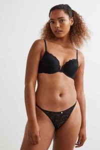 H&M 3-pack Spitze Tanga Briefs Unterwäsche Damen Schwarz | 8457-LFGZB