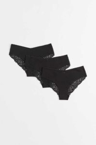 H&M 3-pack Spitze-trimmed Hipster Briefs Unterwäsche Damen Weiß Rosa | 0176-SECPW