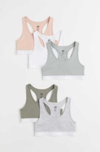 H&M 5-pack Baumwoll Bra Oberteile Kinder Dunkelgrün Helllila | 1538-GOEBW