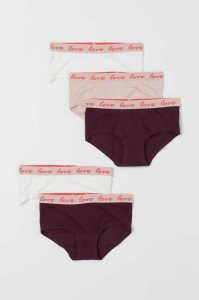 H&M 5-pack Baumwoll Hipster Briefs Unterwäsche Kinder Hellrosa | 9426-LAUON