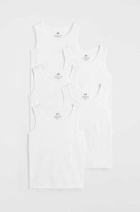 H&M 5-pack Baumwoll Tank Oberteile Kinder Hellblau Rot | 0381-PAHYQ