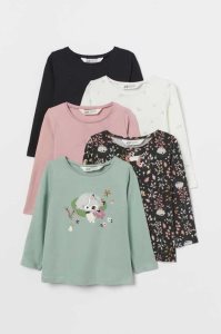 H&M 5-pack Jersey Oberteile Kinder Dunkelgrau | 4729-UYJXM