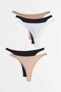 H&M 5-pack Jersey Tanga Briefs Unterwäsche Damen Dunkelgrau Grün | 4958-KNMDX