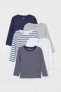 H&M 5-pack Shirts Jersey Kinder Hellgrün | 3762-JPGYO