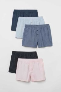 H&M 5-pack Woven Baumwoll Boxer Shorts Unterwäsche Herren Blau | 2590-VPABL