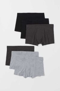 H&M 6-pack Kurzes Baumwoll Boxer Shorts Unterwäsche Herren Grau Schwarz | 7245-KVFMU