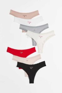 H&M 7-pack Jersey Brazilian Briefs Unterwäsche Damen Dunkelrosa Weiß Blau | 7924-IVKMJ