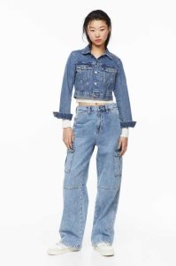 H&M 90s Baggy High Cargo Jeans Damen Blau | 5684-KIQVU