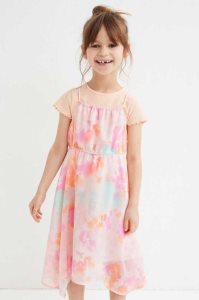 H&M Asymmetric Chiffon Kurzes Kleid Kinder Hellgelb | 6019-VDWAN