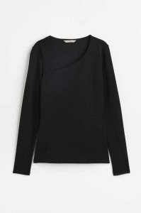 H&M Asymmetric Oberteile Damen Schwarz | 4612-HBLFK