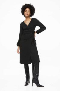 H&M Balloon-sleeved Wrap Kleider Damen Schwarz | 6140-NIOZV