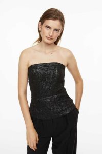 H&M Bandeau-style Peplum Oberteile Damen Hellrosa | 6980-CJHTV