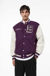 H&M Baseball Jacke Herren Hellgrün Weiß | 6291-GARNP