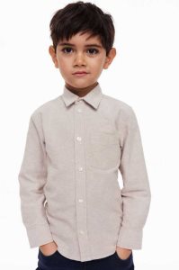 H&M Baumwoll Hemd Kinder Hellblau Weiß | 2458-XZCDH