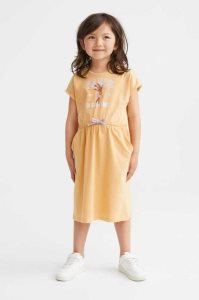 H&M Baumwoll Jersey Kurzes Kleid Kinder Hellrosa | 0781-ZKAOB