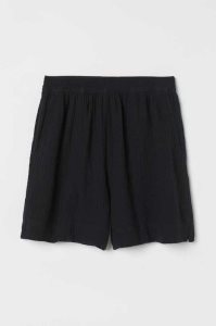 H&M Baumwoll Kurze Hose Damen Schwarz | 3419-EAMCO