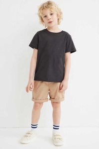 H&M Baumwoll Kurze Hose Kinder Schwarz | 8945-HUSQL