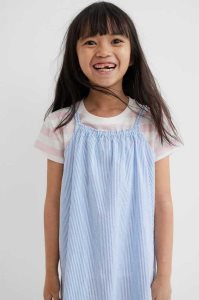 H&M Baumwoll Kurzes Kleid Kinder Blau | 5369-KSUJI