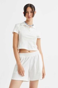 H&M Baumwoll Polo Shirt Bluse Damen Grün | 3924-NGYKU