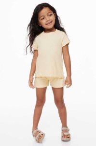 H&M Baumwoll Pull-on Kurze Hose Kinder Hellgelb | 1307-NTJSC