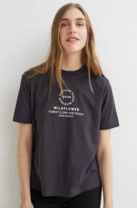 H&M Baumwoll T-shirt Oberteile Damen Grün | 9438-NZOME