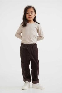 H&M Baumwoll corduroy cargo trousers Hose Kinder Dunkelbraun | 5260-SLBUO