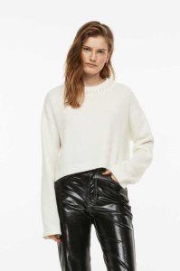 H&M Beaded Pullover Damen Weiß | 2567-JROQY