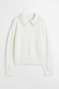 H&M Beaded-collar Pullover Damen Hellgrau | 1806-ORYGE