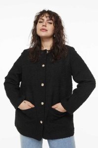 H&M Boucle Jacke Damen Schwarz | 2358-BYETC