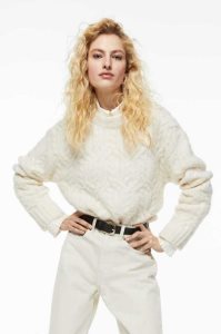 H&M Cable-knit Pullover Damen Weiß | 2956-ATOIW