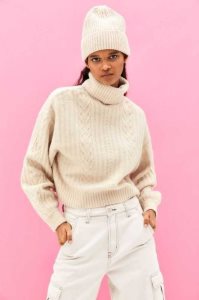 H&M Cable-knit Turtleneck Pullover Damen Hellbeige | 1835-GBFES